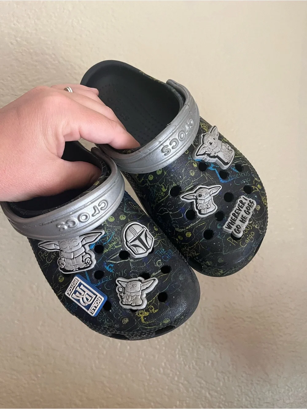 Kids' Black and Silver Star Wars crocs